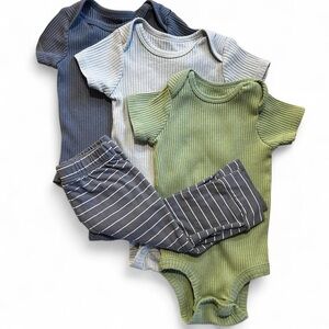 Set of Ribbed Baby Onesies and Pants